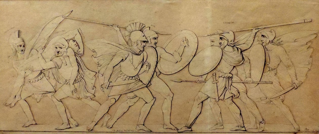 Kampf zwischen Griechen und Trojanern, Studie für Relief von Ferdinand Pettrich