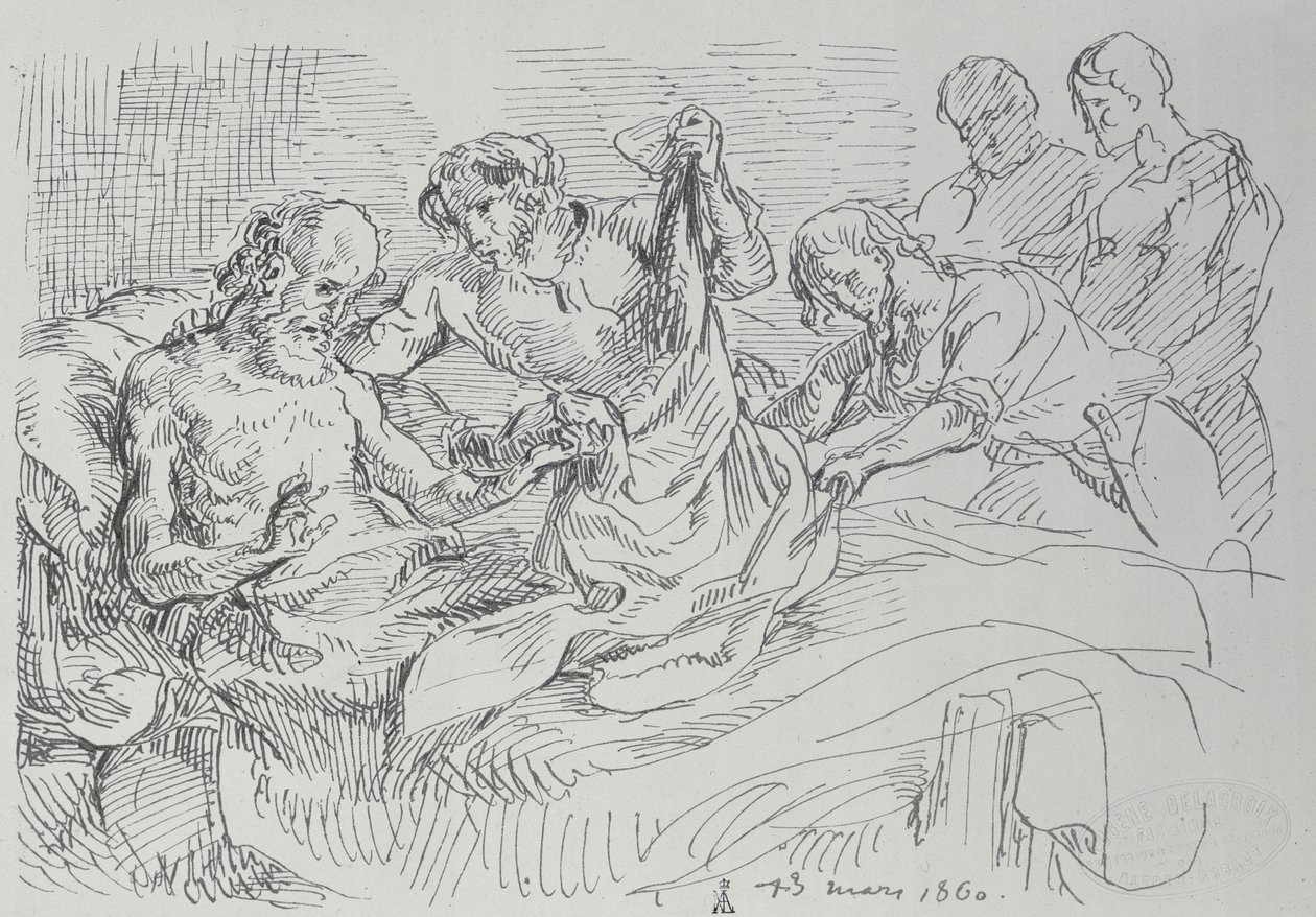 Ein älterer Mann im Bett, 1860 von Ferdinand Victor Eugene Delacroix