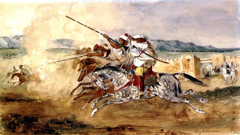 Fantasia ou Jeu de la poudre, vor dem Stadttor von Meknès von Ferdinand Victor Eugene Delacroix
