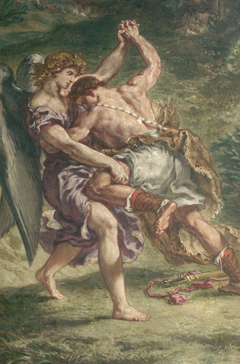 Kampf zwischen Jakob und dem Engel (Detail), Kapelle der Heiligen Engel, 1850-61 von Ferdinand Victor Eugene Delacroix