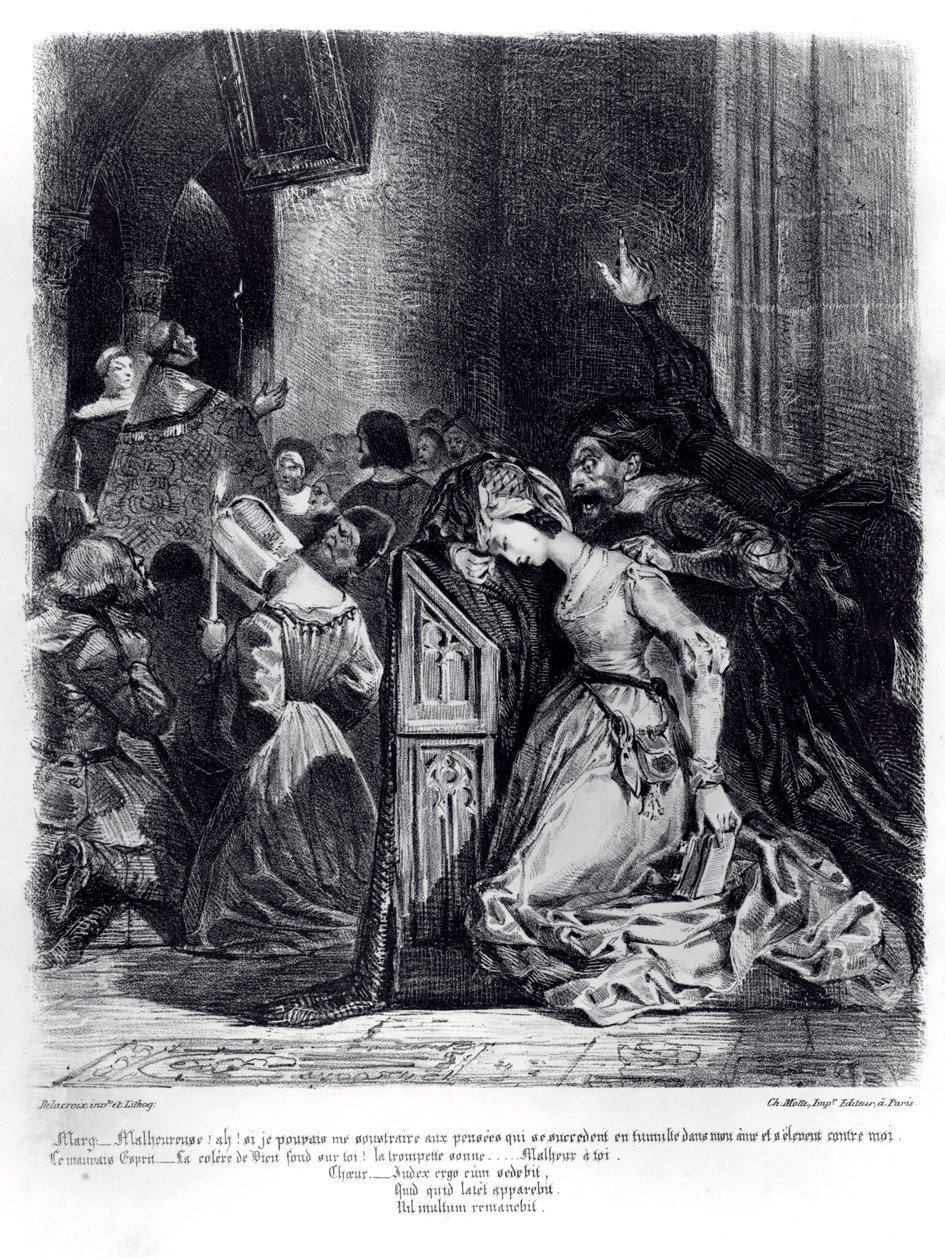 Marguerite in der Kirche mit den bösen Geistern: Illustration aus 