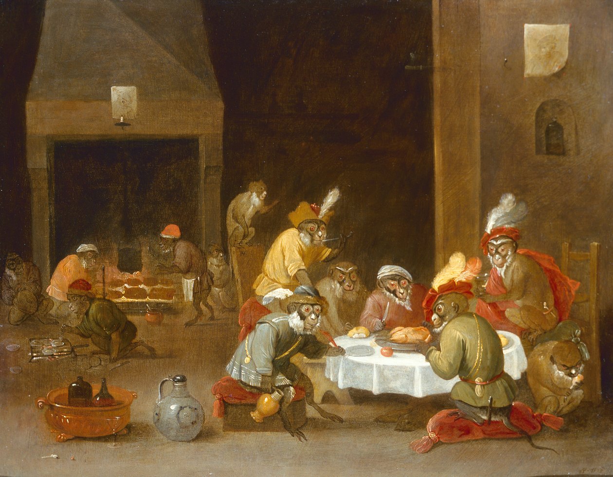 Affen in einem Wachraum von Ferdinand van Kessel