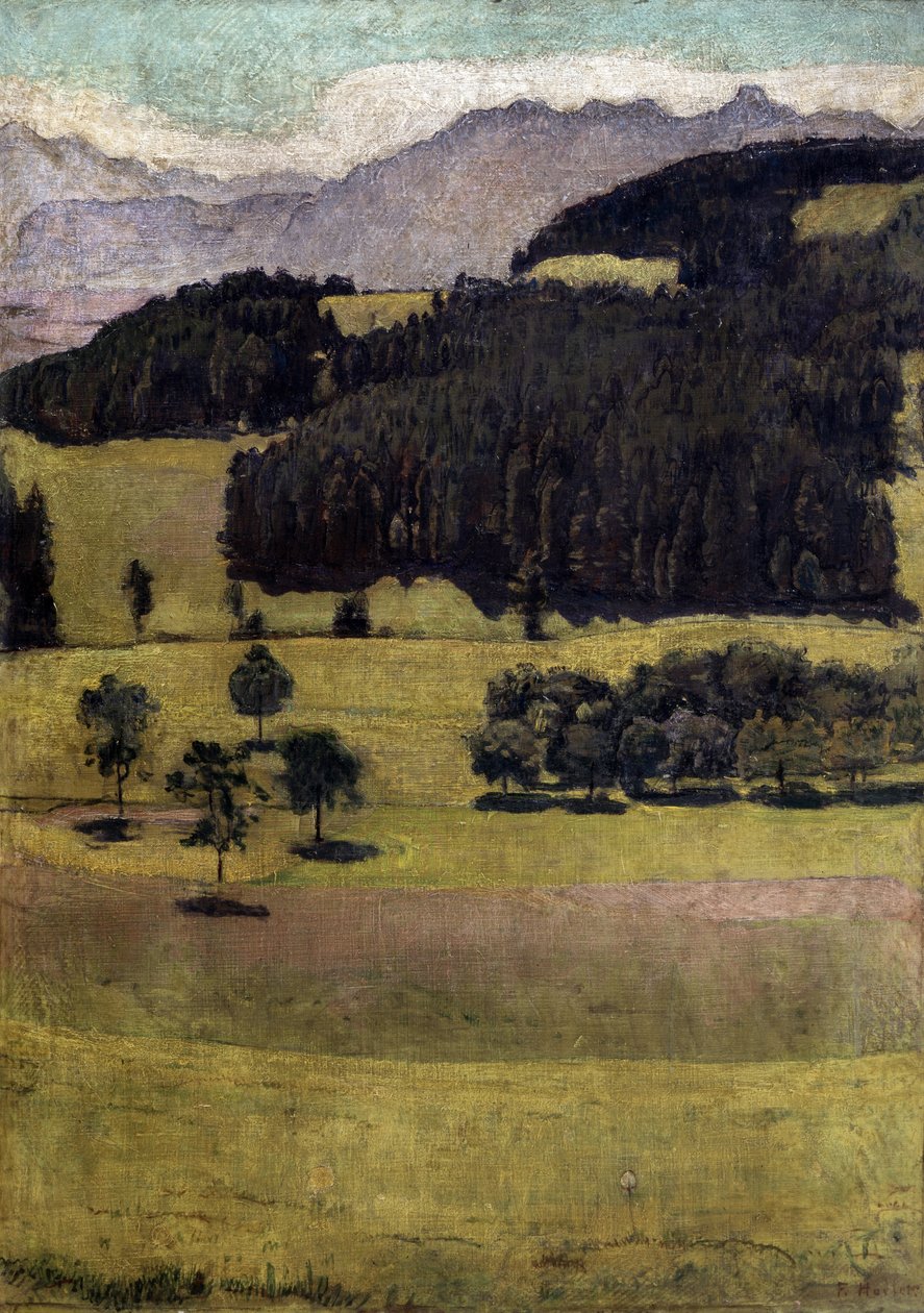 Landschaft, Eichen am Stockhorn von Ferdinand Hodler