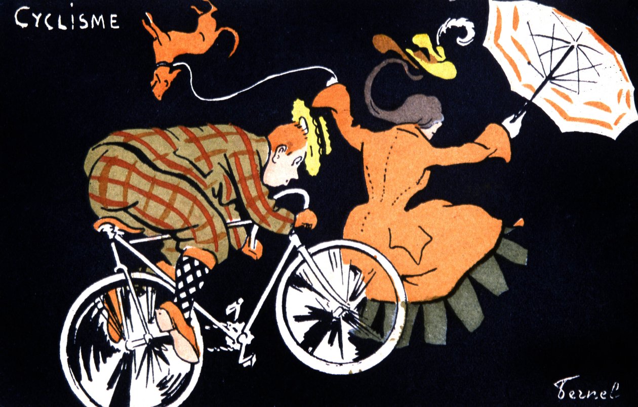 Radfahren, ca. 1910-20 (Postkarte) von Fernand Fernel