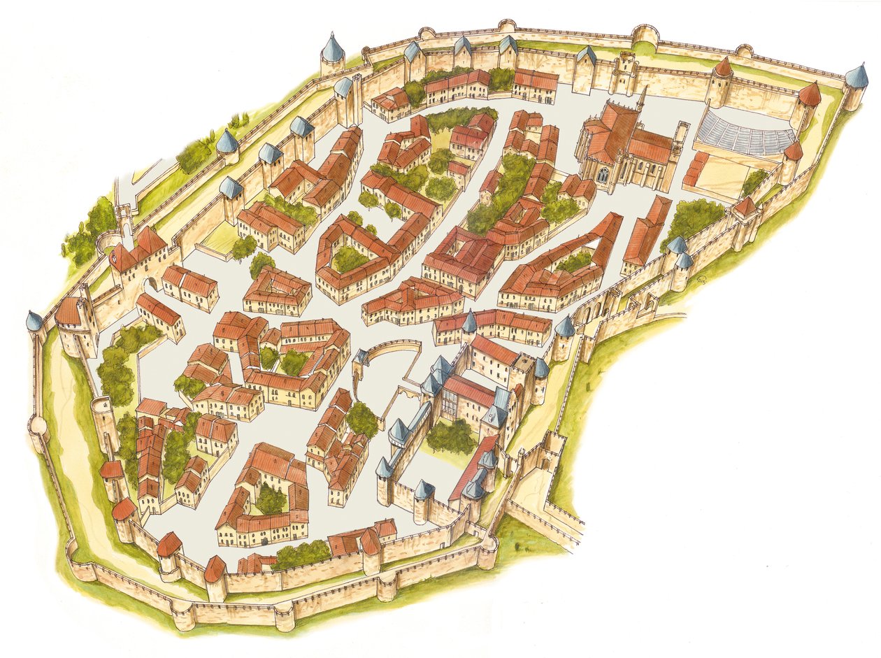 Carcassonne, Frankreich. Luftaufnahme von Fernando Aznar Cenamor