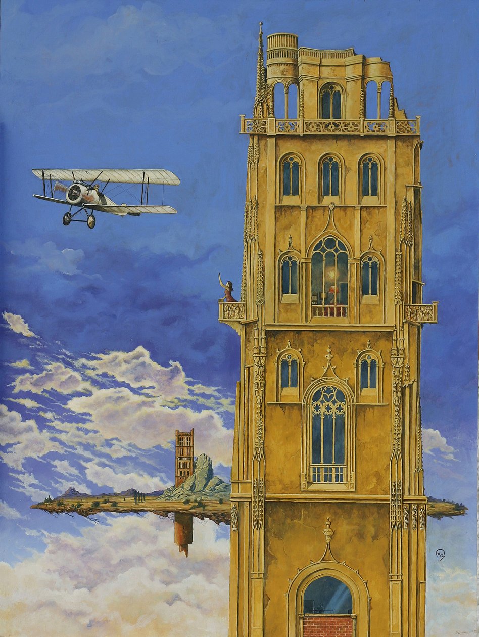 Turm mit Flugzeug von Fernando Aznar Cenamor