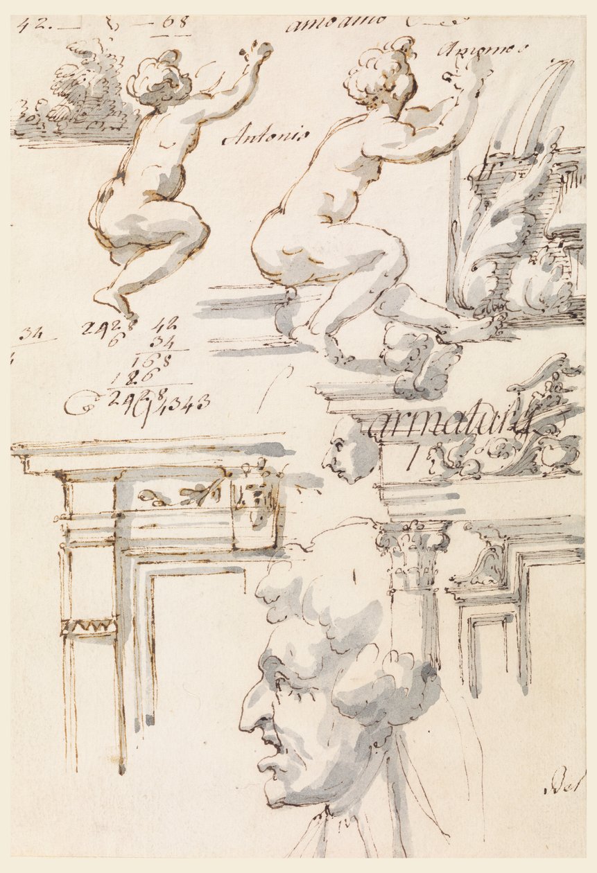 Architektonische Details und Figurenstudien von Filippo Marchionni