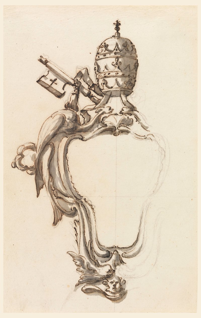 Zeichnung, Ein päpstliches Wappen, 1740–70 von Filippo Marchionni