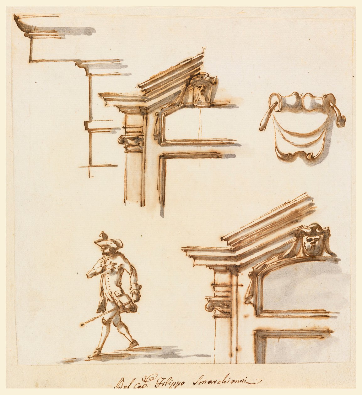 Architektonische Details und Figurenstudie von Filippo Marchionni