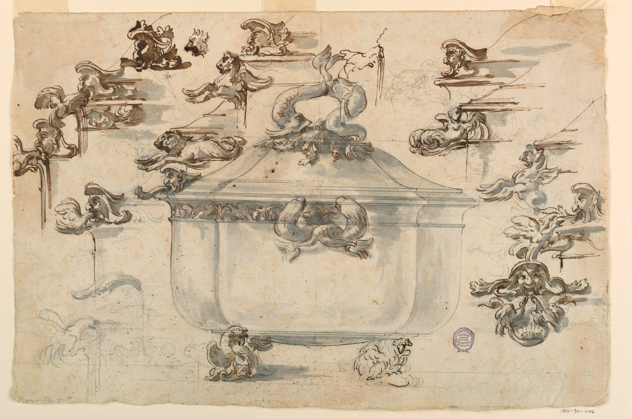 Entwürfe für eine Silbersuppenschüssel, 1769 von Filippo Marchionni