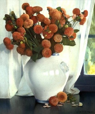 Rote Dahlien von Firmin Baes