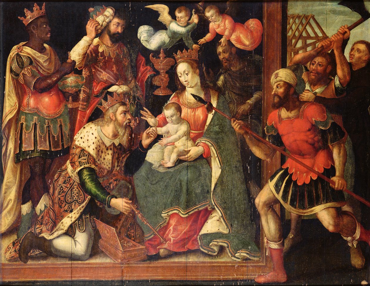 Das Bild der Anbetung der Heiligen Drei Könige, zerstört von Ikonoklasten von Flemish School