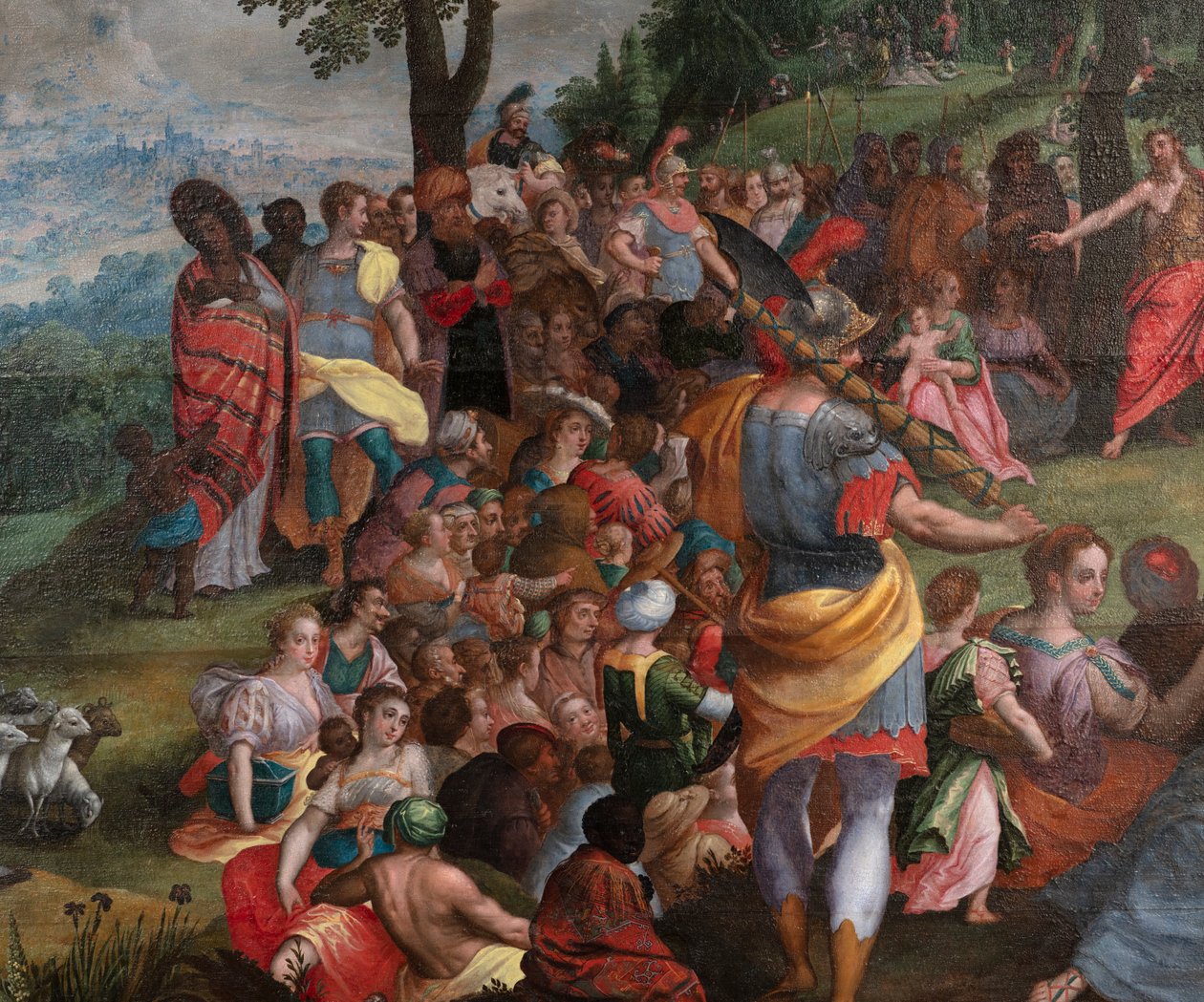 Predigt von Johannes in der Wüste von Flemish School