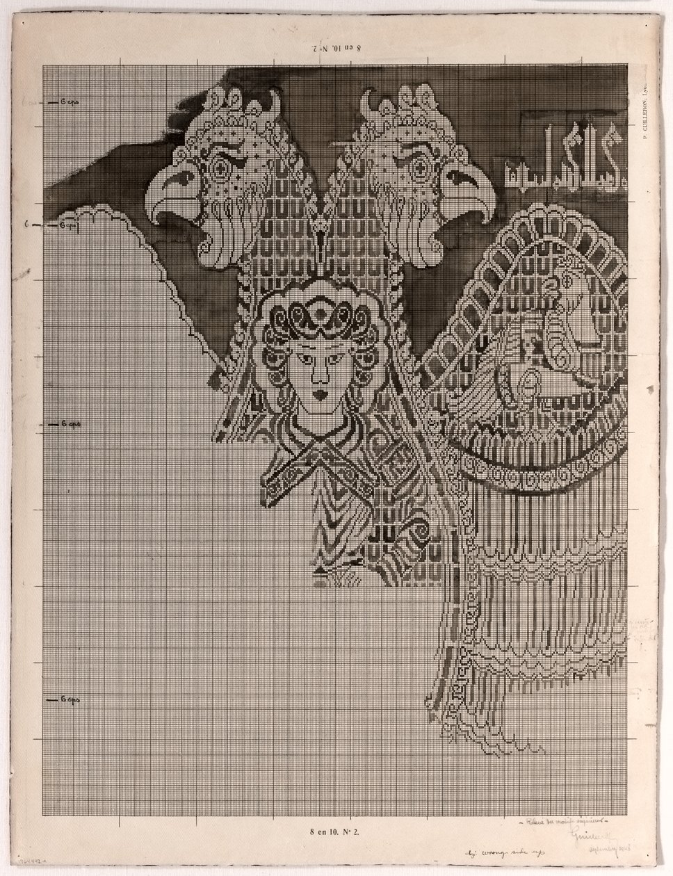 Schematische Zeichnungen von Buyid-Seide (1962.264) von Félix Guichert