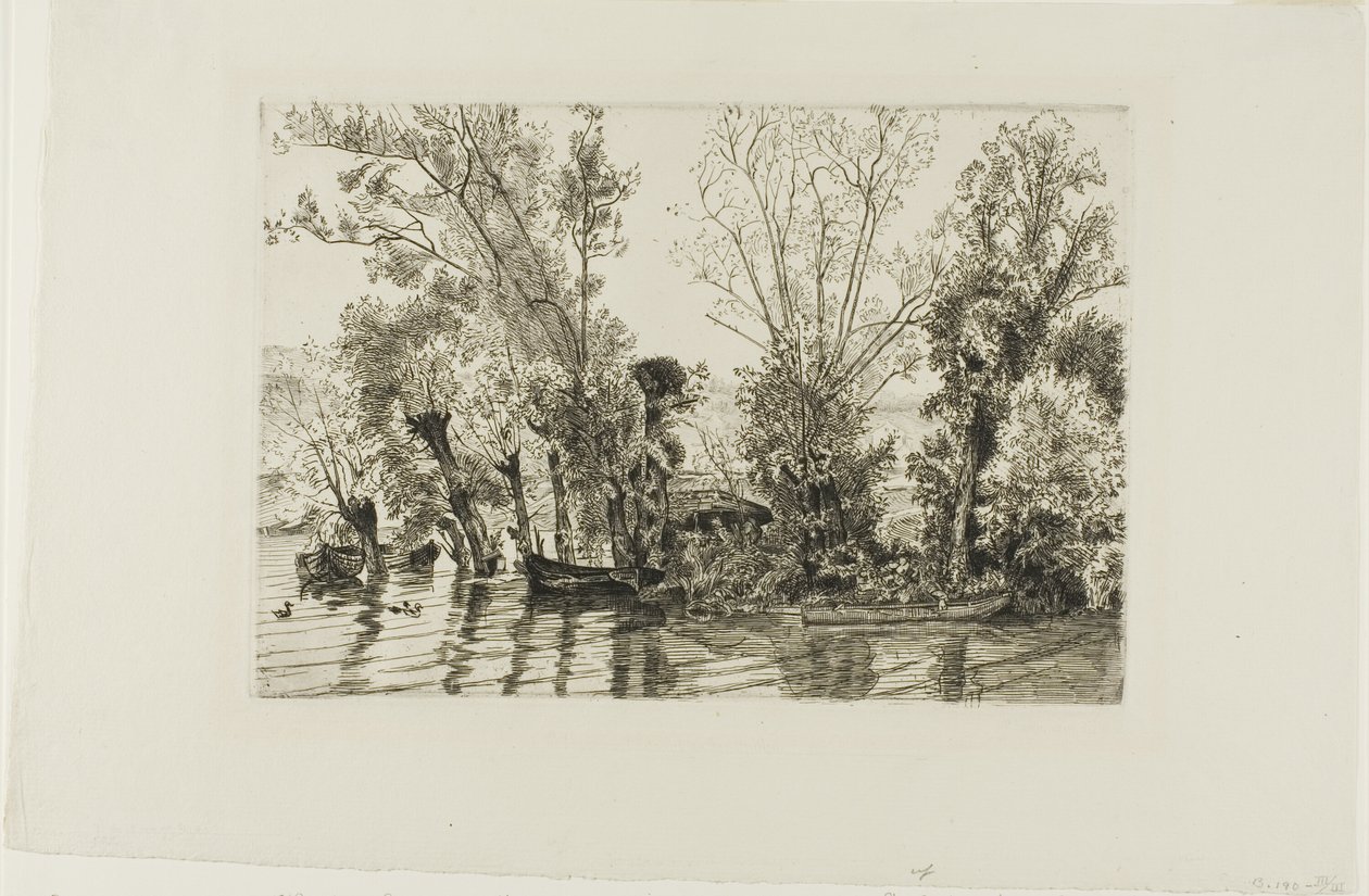 Die Weiden bei Mottiaux von Félix Henri Bracquemond