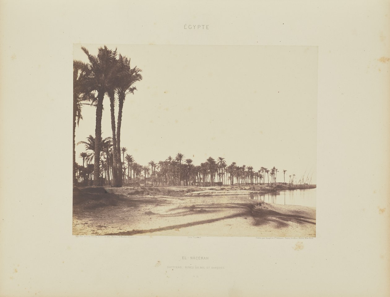 El-Nâcéra. Dattelpalmen, Nilufer und Boote von Félix Teynard