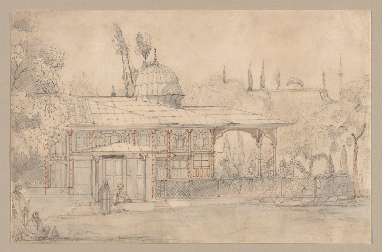 Pavillon in der Nähe einer Moschee von Félix Ziem