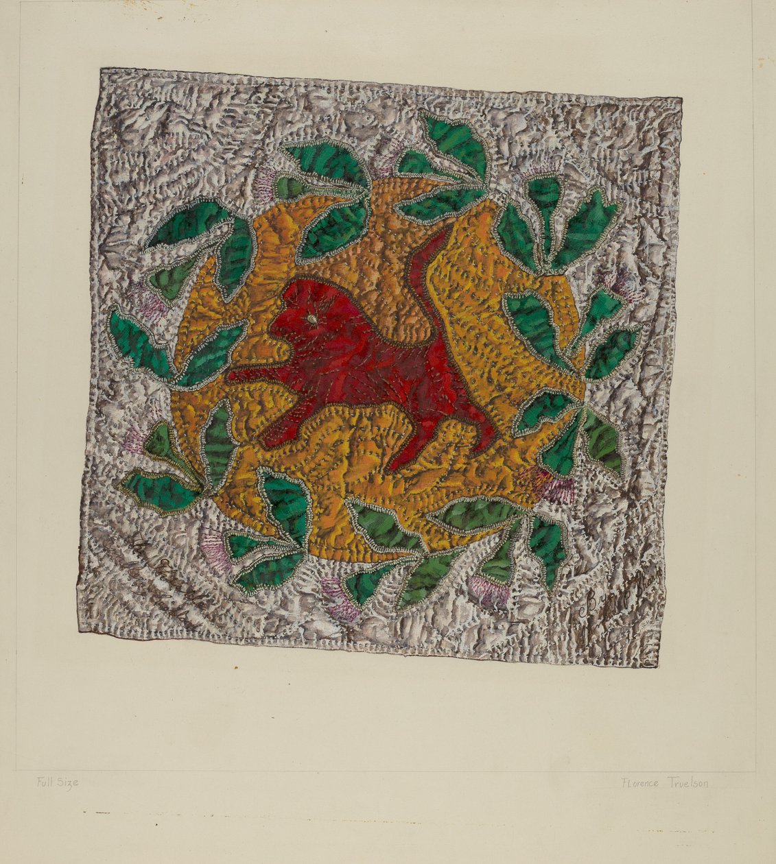 Quiltblock "Roter Löwe" von Florence Truelson