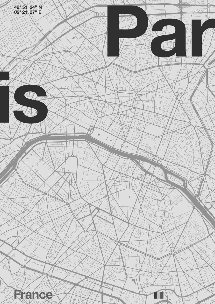 Paris Minimal Karte von Florent Bodart