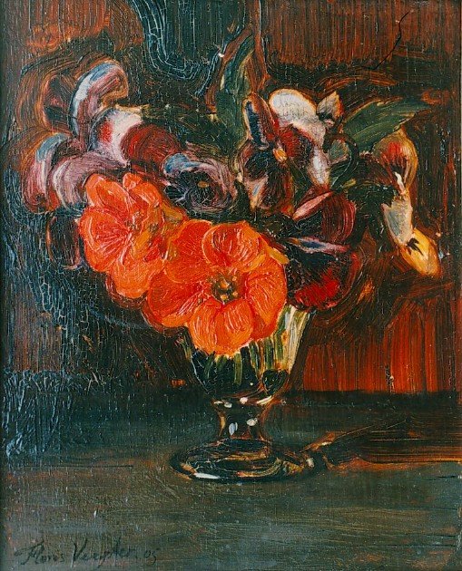 Blumen in einem Glas von Floris Verster