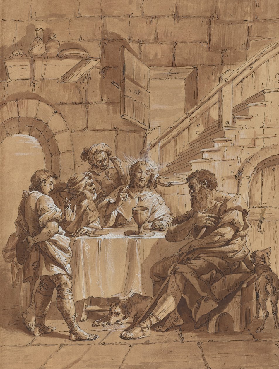 Abendmahl in Emmaus von Follower of Francesco Fontebasso