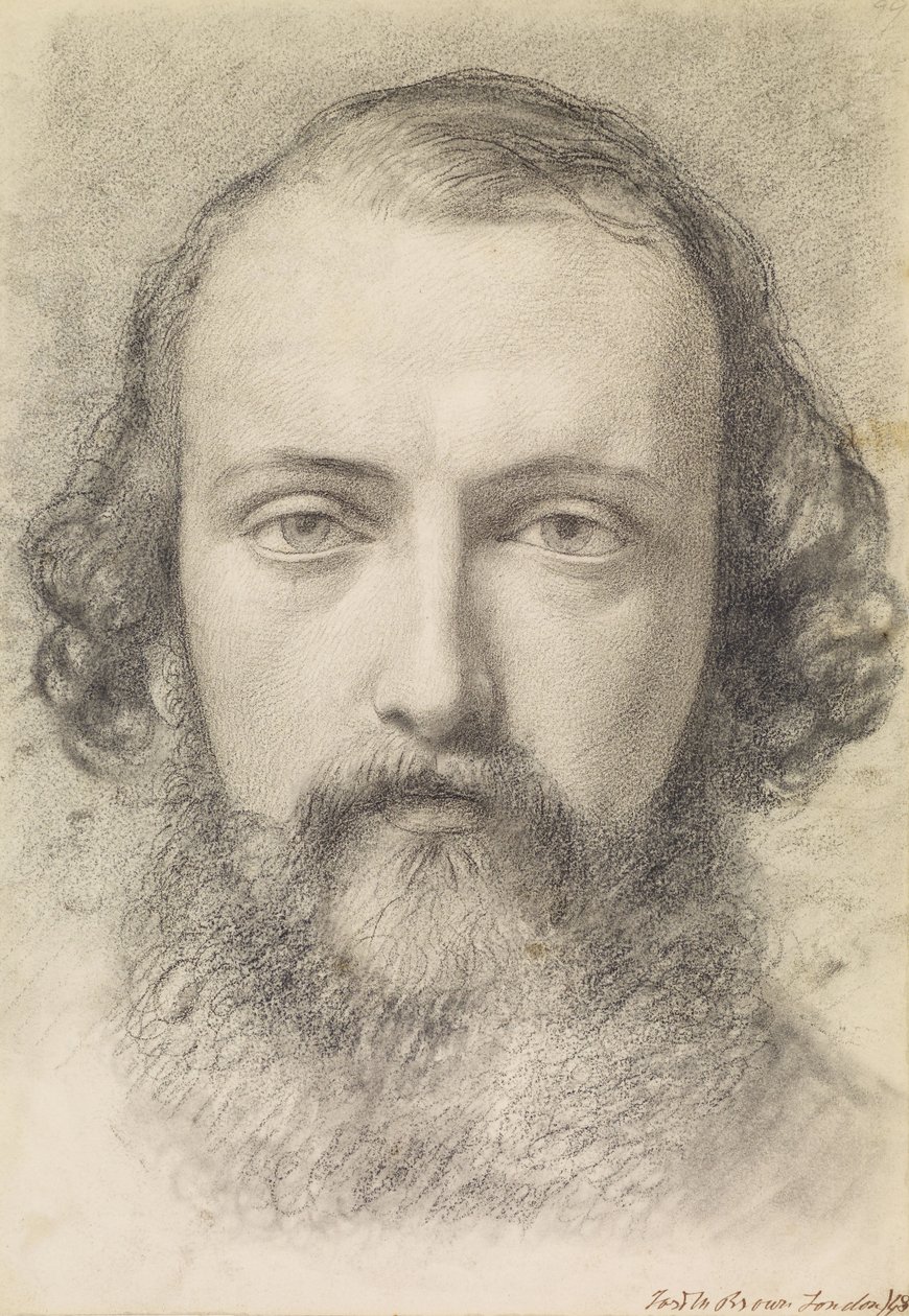 Porträt: Kopfstudie von Daniel Casey (Frontalansicht) von Ford Madox Brown