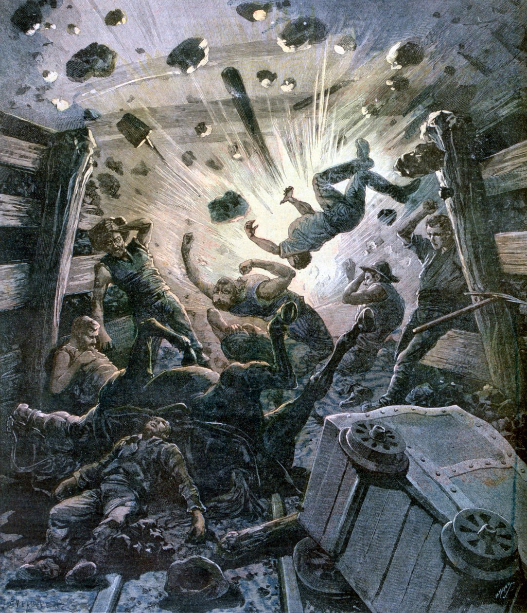 Eine Schlagwetterexplosion, Frankreich, 1892 von Fortuné Méaulle