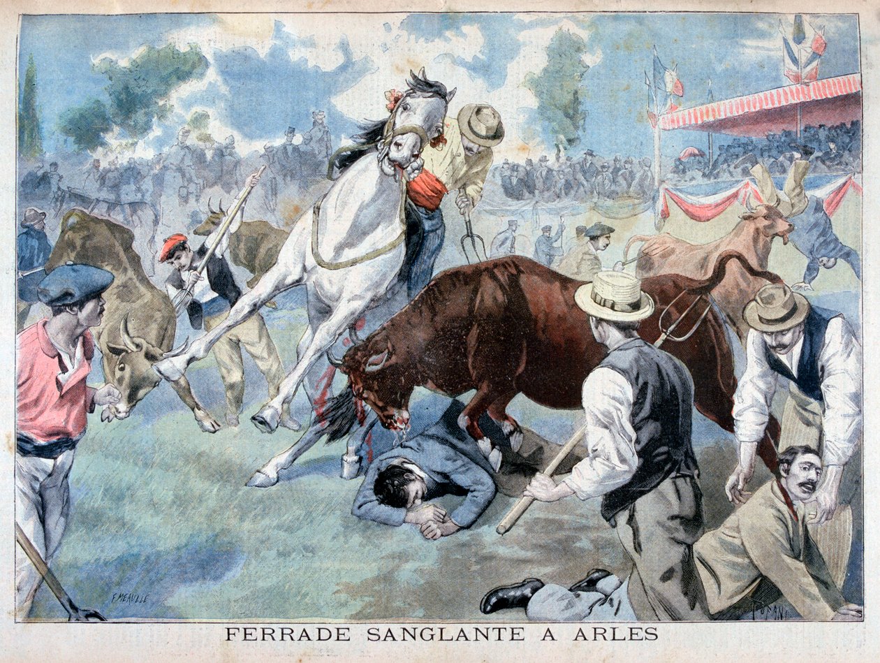 Stierkampfvorfall, Arles, Frankreich, 1898 von Fortuné Méaulle