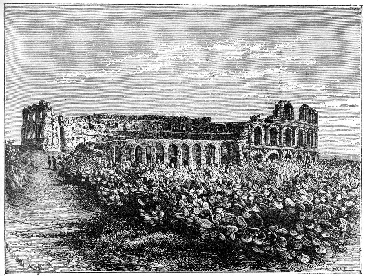 Das Amphitheater von El Jemm, um 1890 von Fortuné Méaulle