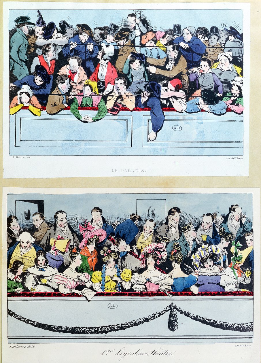 Im Theater, die Götter und die Logen im großen Kreis, ca. 1830 von Fortune Delarue