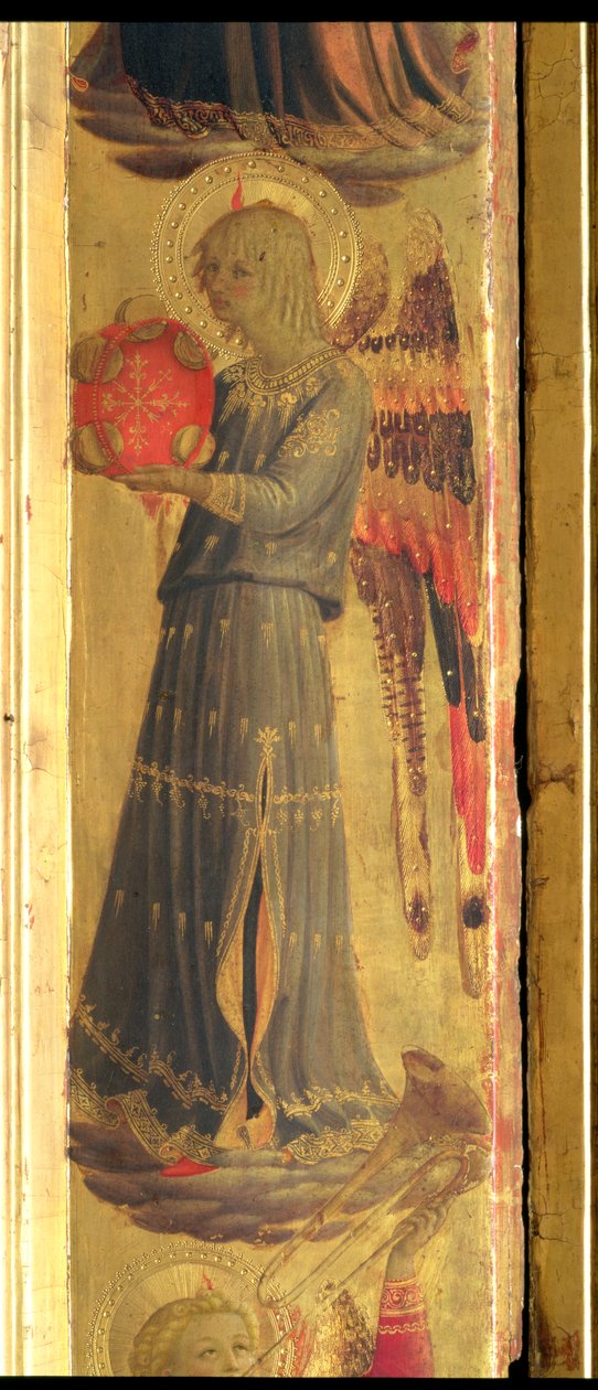 Engel spielt Tamburin, Detail aus dem Linaivoli-Triptychon, 1433 (Tempera auf Holz) von Fra Angelico