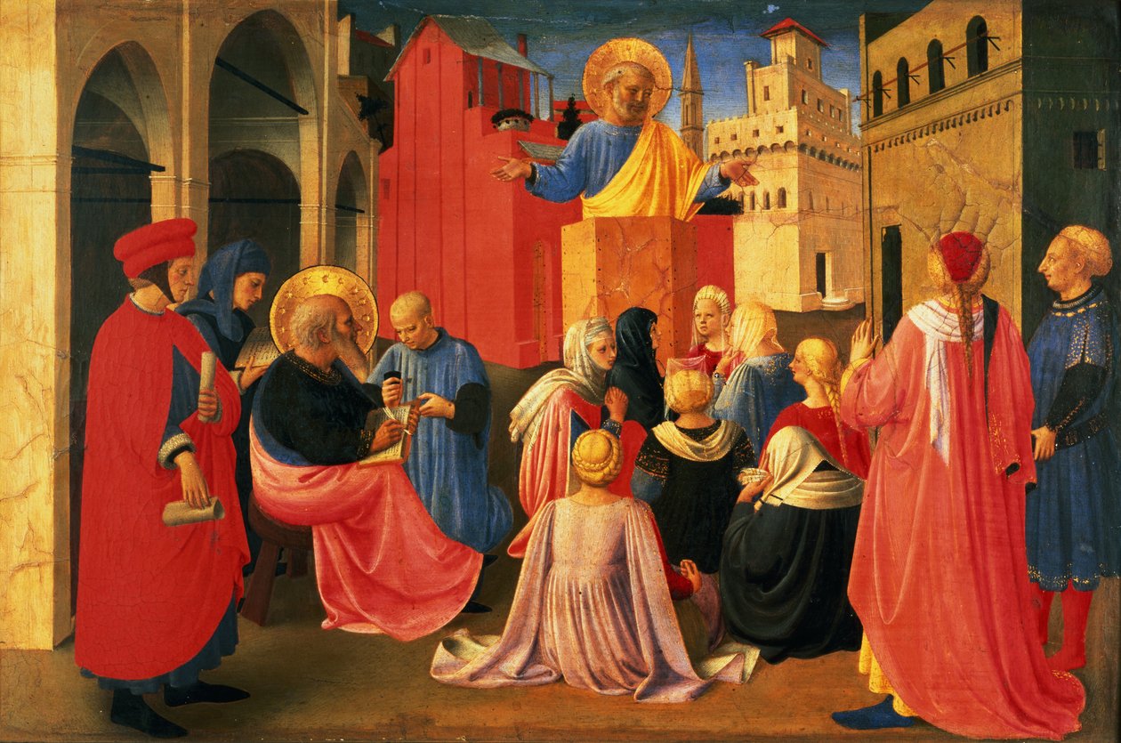 Detail aus dem Linaiuoli-Triptychon, Predella zeigt St. Peter predigend, 1433 von Fra Angelico