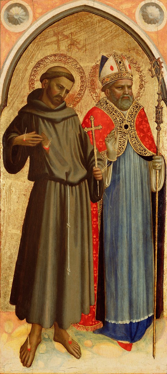 Heiliger Franziskus und ein Bischofsheiliger von Fra Angelico