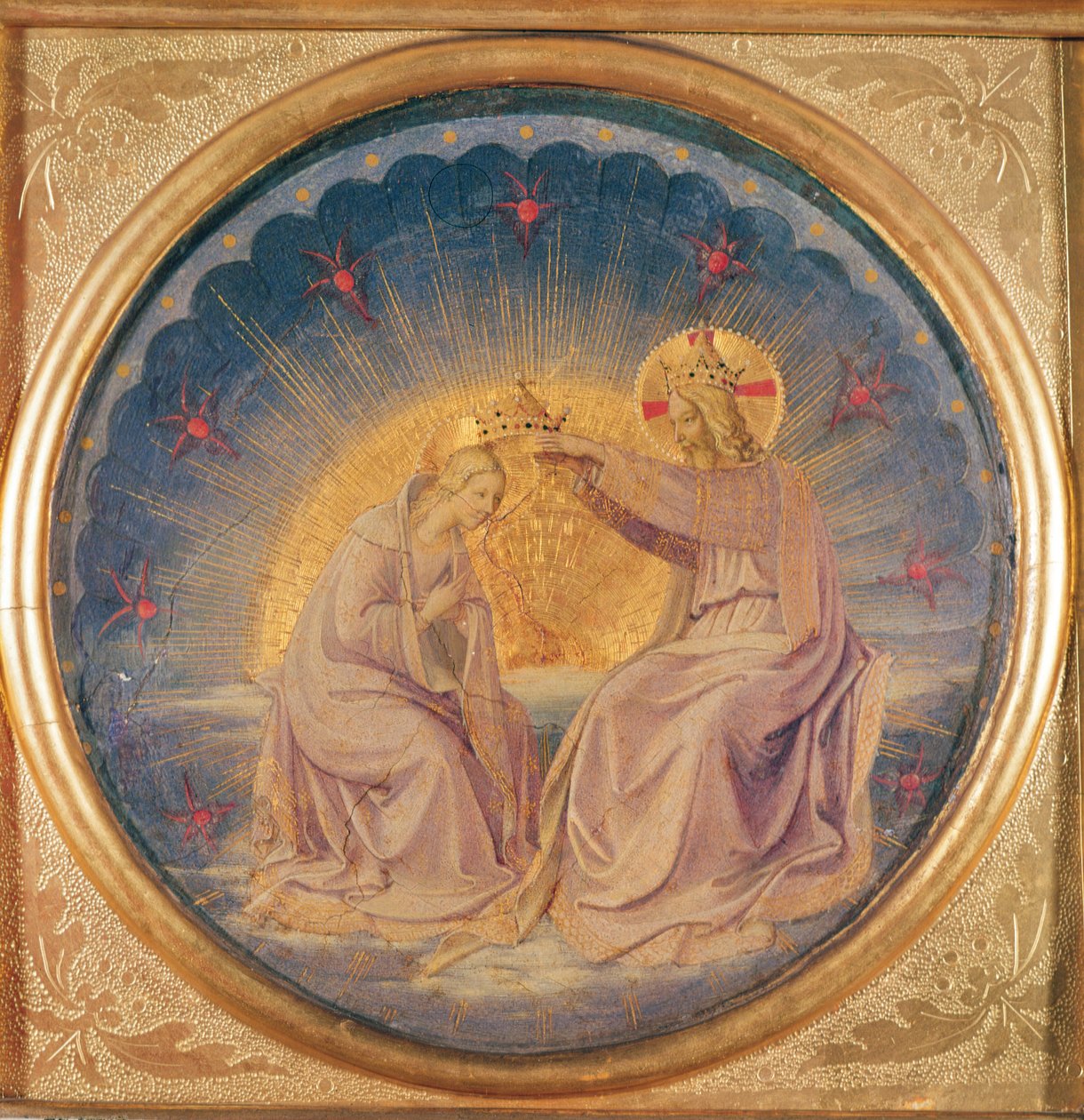 Die Krönung der Jungfrau (Tondo), ca. 1395 von Fra Angelico
