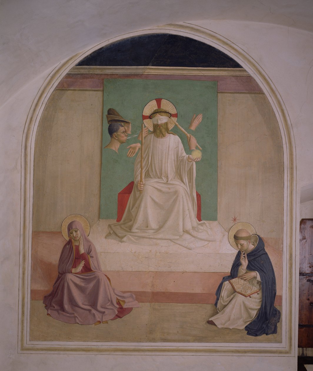 Die Verspottung Christi mit der Jungfrau und St. Dominikus, 1442 von Fra Angelico