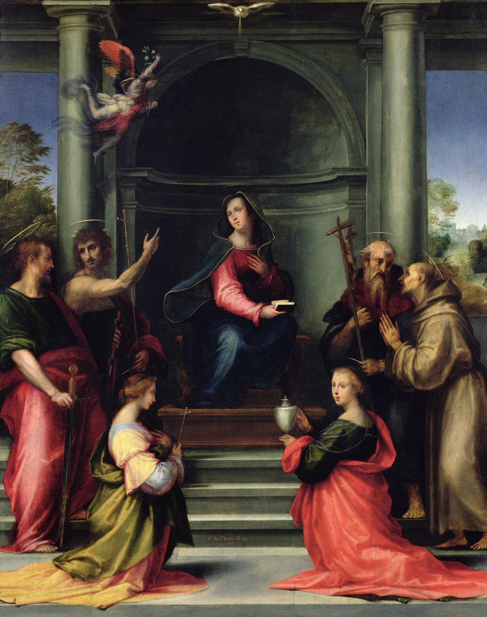 Die Verkündigung mit Heiligen, 1515 von Fra Bartolommeo