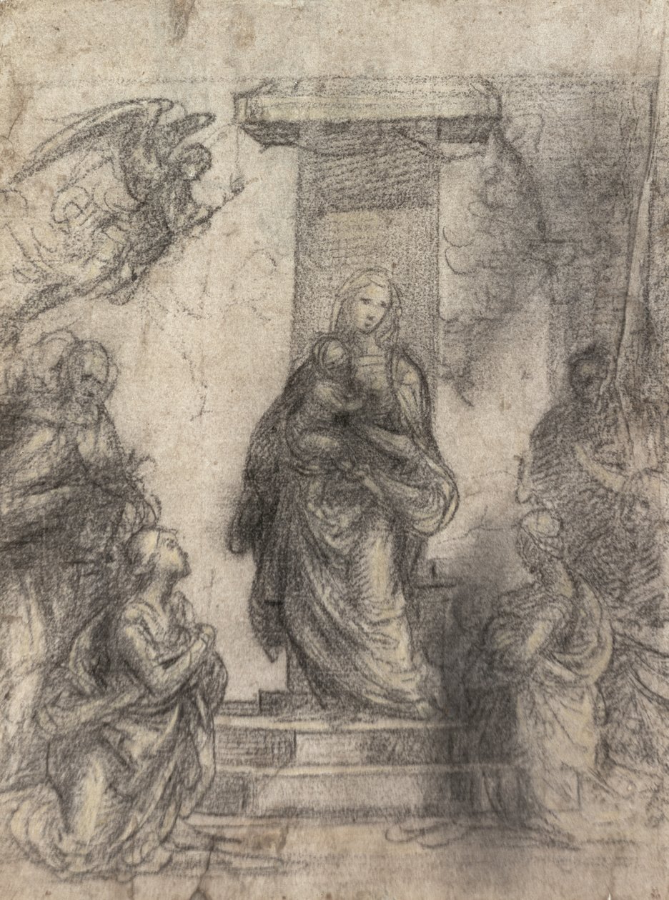 Die Madonna und das Kind mit Heiligen (recto) (für verso siehe 152659) von Fra Bartolommeo