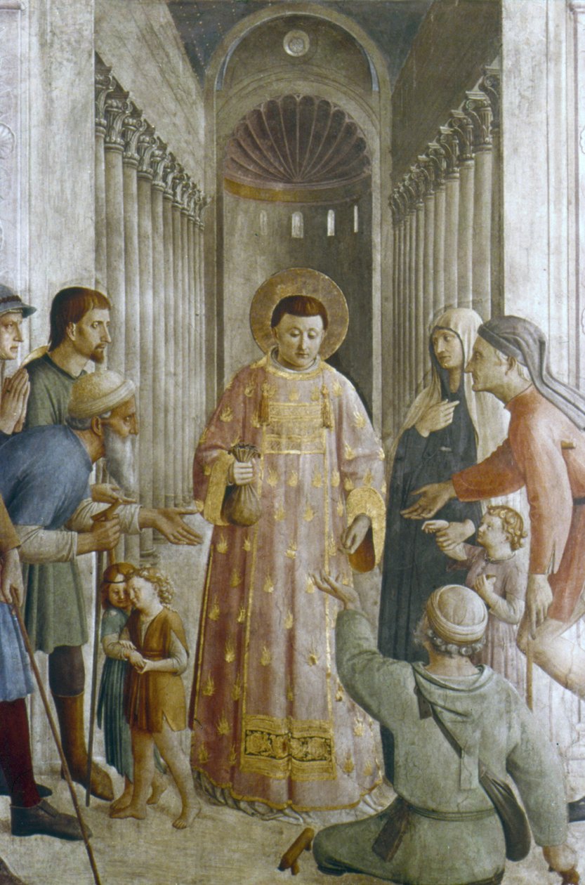 Der heilige Laurentius verteilt Almosen (Fresko) von Fra (c.1400 55) Angelico