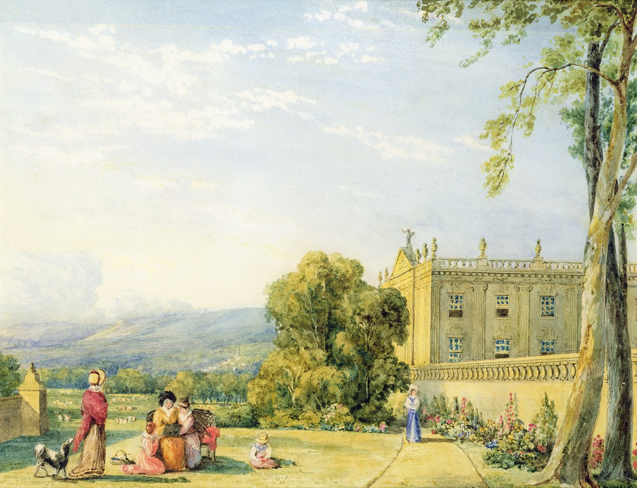 Ansicht von Chatsworth, Derbyshire, um 1820 von Frances Elizabeth Swinburne