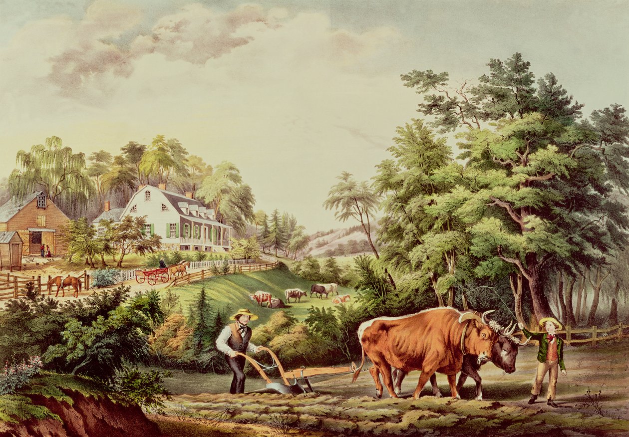 Amerikanische Bauernhofszenen, graviert von Nathaniel Currier, veröffentlicht von Currier und Ives, New York von Frances Flora Bond Palmer
