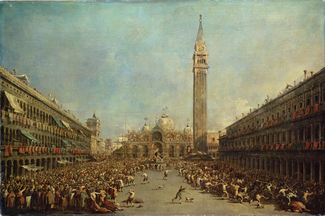 Die Verteilung der Denare an die Armen in San Marco, Venedig von Francesco Guardi