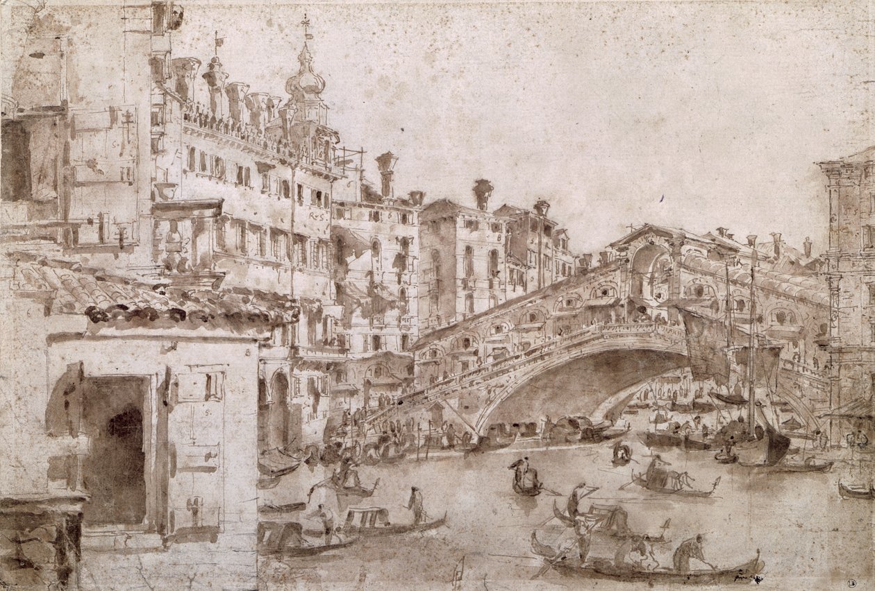 Die Rialtobrücke, Venedig von Francesco Guardi