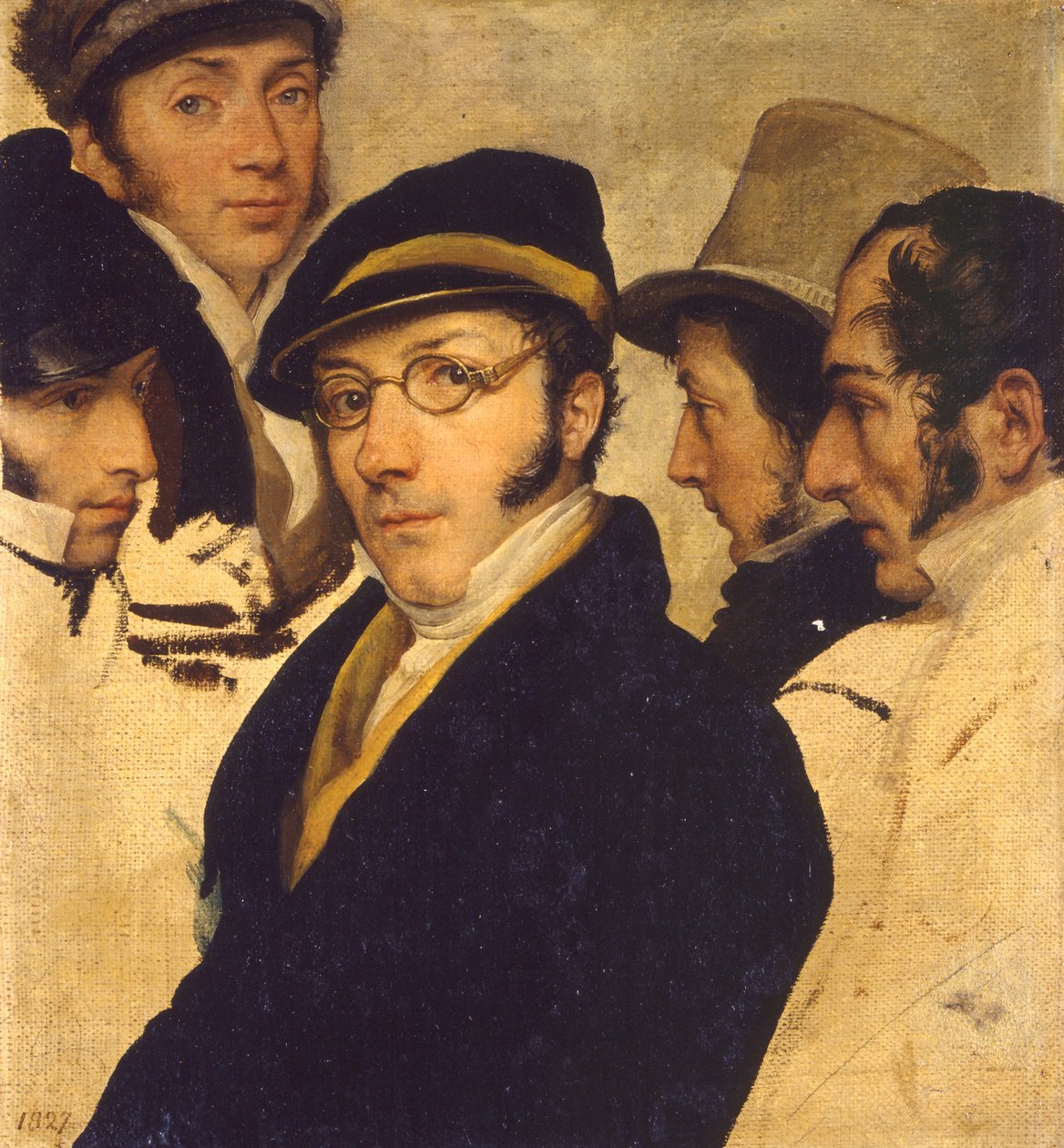 Selbstporträt in einer Gruppe von Freunden von Francesco Hayez