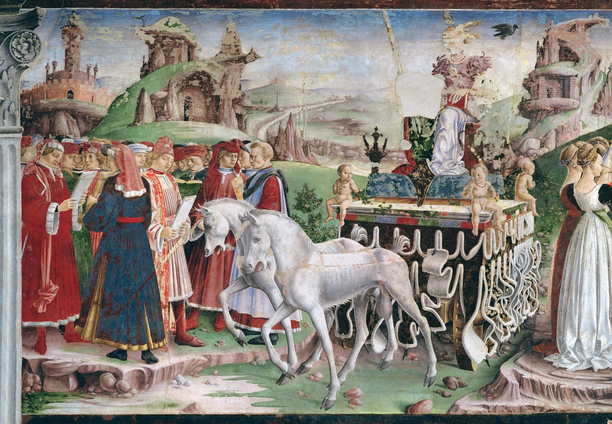 Der Triumph der Minerva: März, aus dem Raum der Monate (Detail) von Francesco del Cossa
