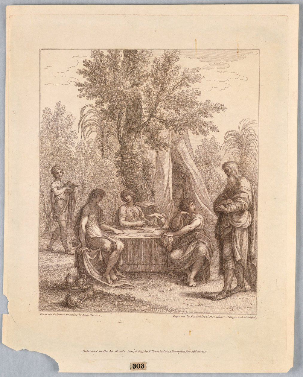 Abraham bewirtet drei Engel von Francesco Bartolozzi