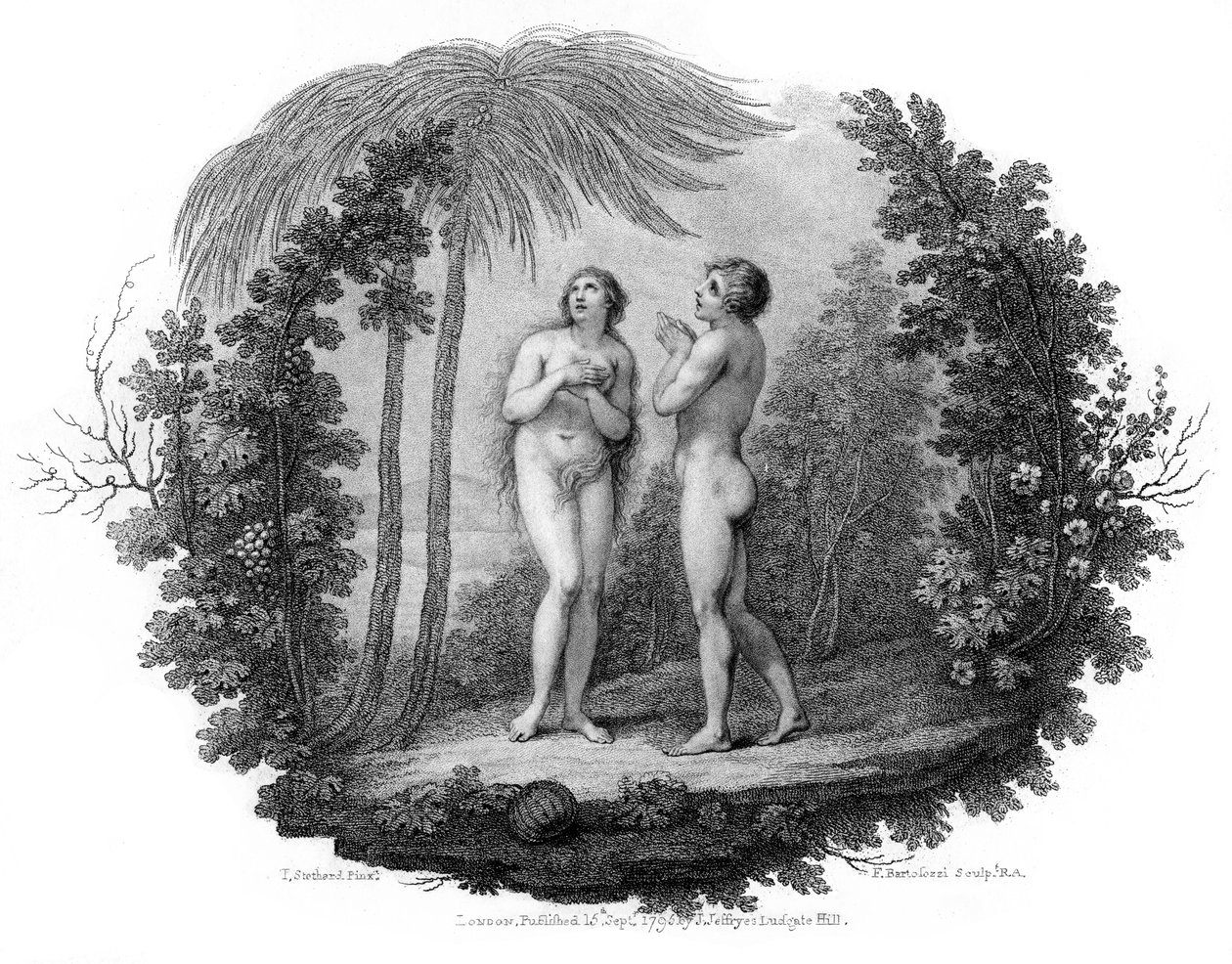 Adam und Eva, 1796 von Francesco Bartolozzi