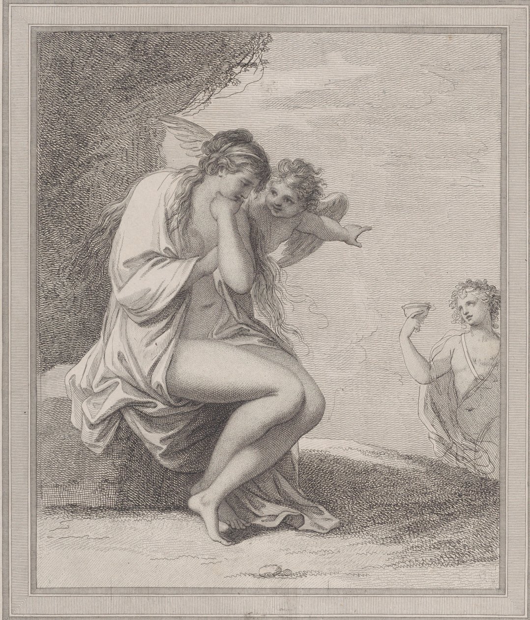 Ariadne, Amor und Bacchus, 1788 von Francesco Bartolozzi