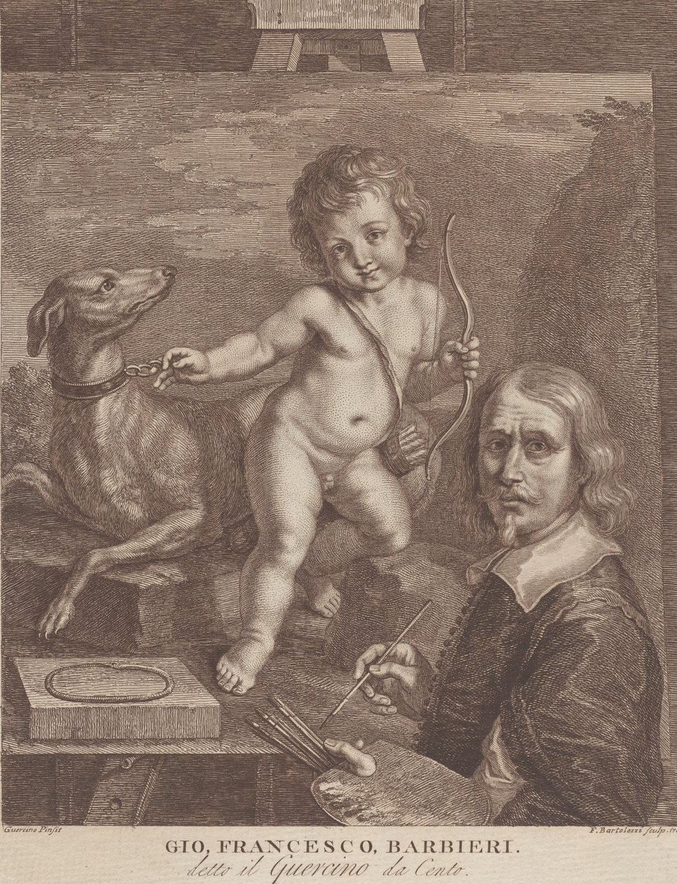 Guercino Selbstporträt, 1790-99 von Francesco Bartolozzi