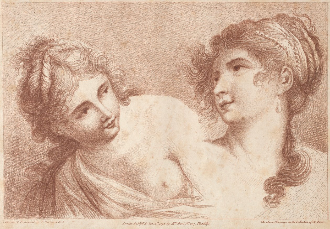 Köpfe von zwei Frauen von Francesco Bartolozzi