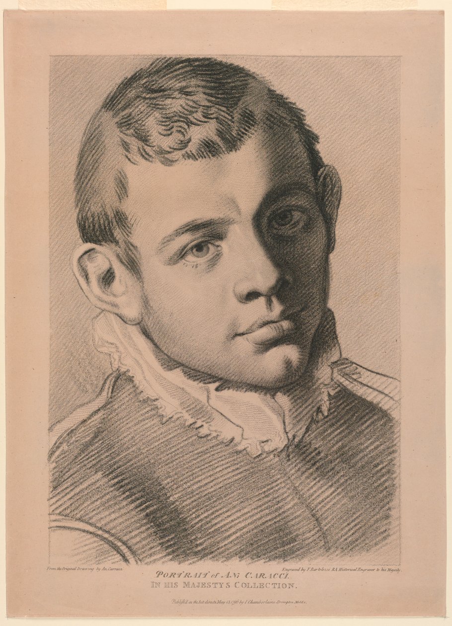 Selbstporträt von A. N. Carracci von Francesco Bartolozzi